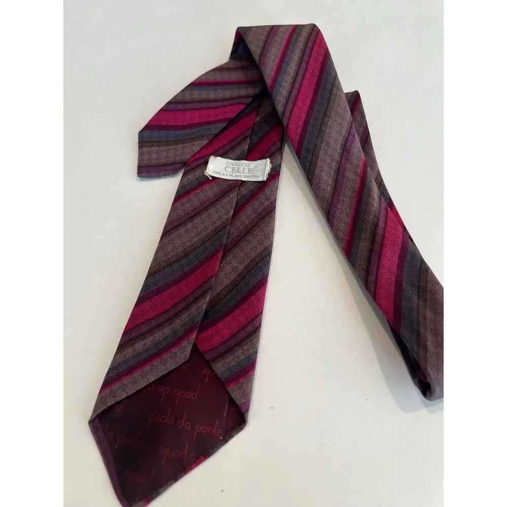 Vintage Enrico Celle Copley Place Boston Men’s Silk Neck Tie Pink Rainbow SG